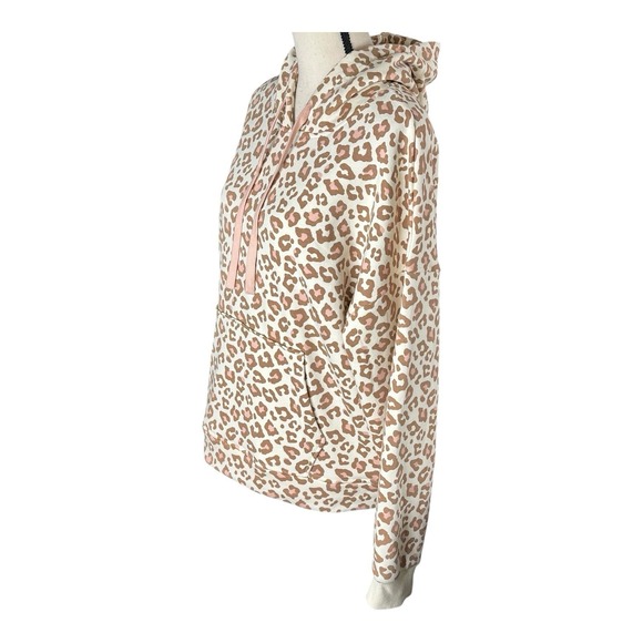 Ugg Women's Beige Kes Leopard Print Fleece Soft Hoodie Size Medium - Picture 5 of 16